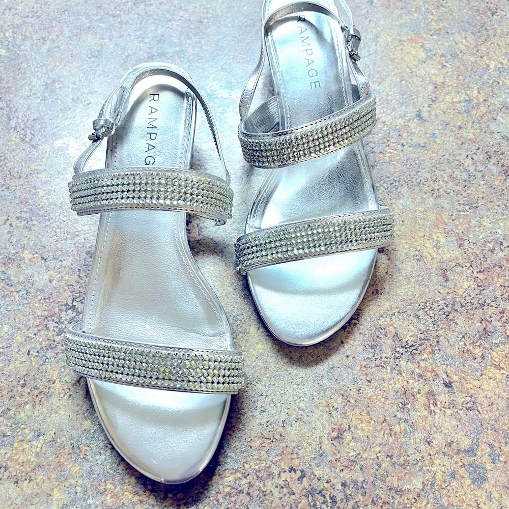 Rampage crystal studded dress sandals Wedge heels, 2 inch size 8.5